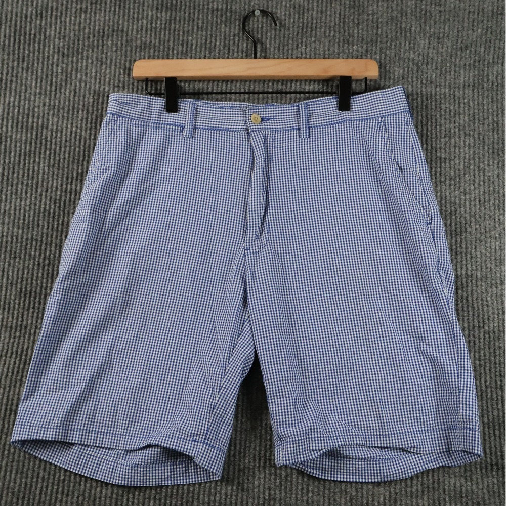 Polo Ralph Lauren Prospect Shorts Mens Size 34 Blue Gingham Seersucker Check Y2K - Picture 1 of 11